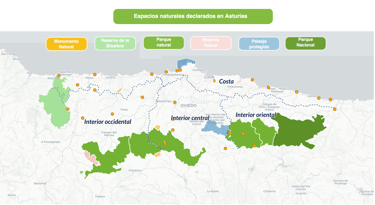 Espacios naturales y zonas de Asturias